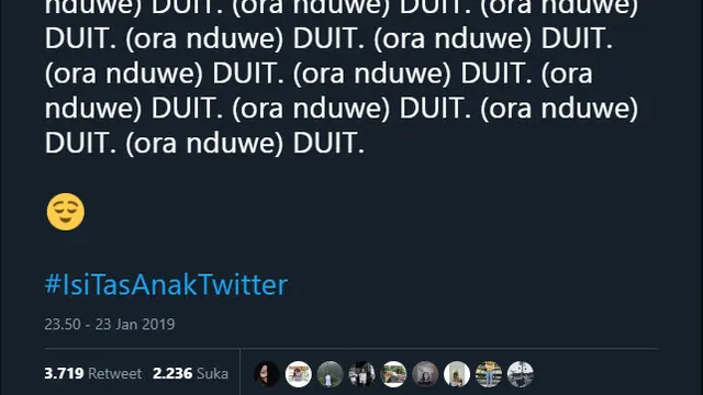 Cuitan Lucu 'Isi Tas Anak Twitter'