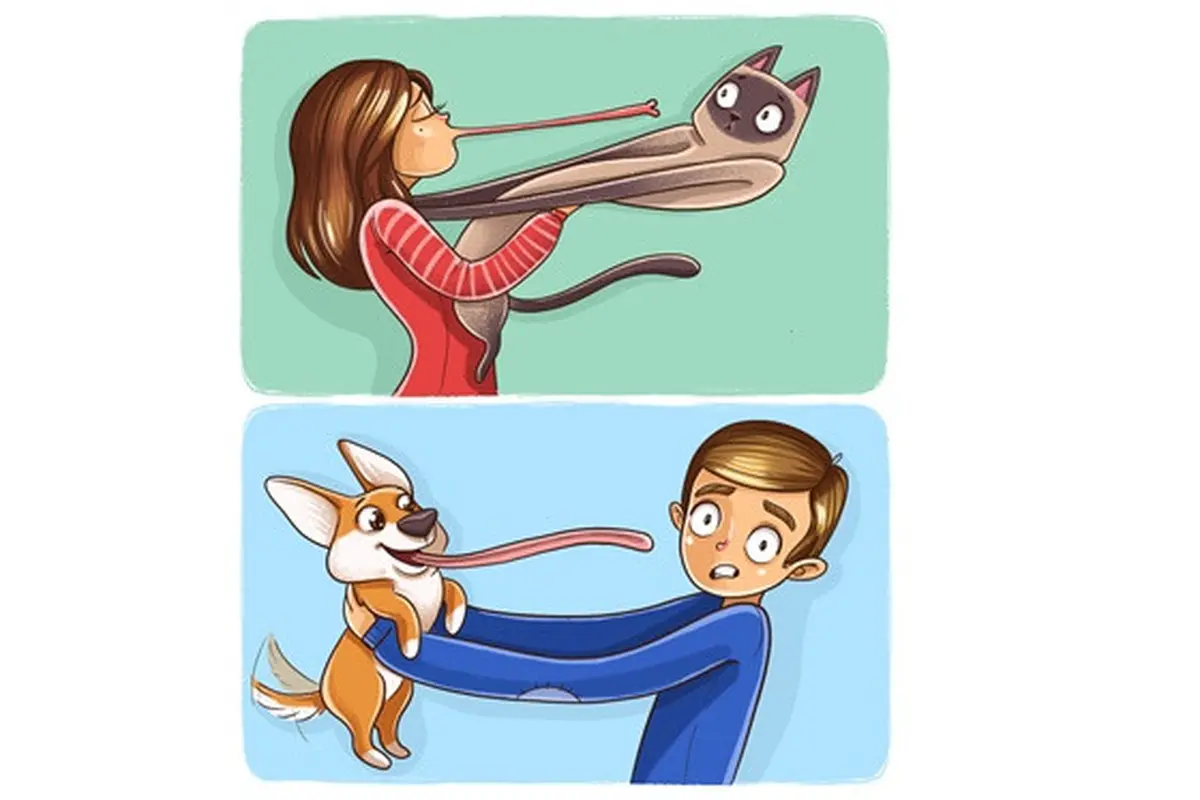 Bikin Greget, 6 Ilustrasi Ini Tunjukkan Beda Kucing dan Anjing Saat Bersama Manusia