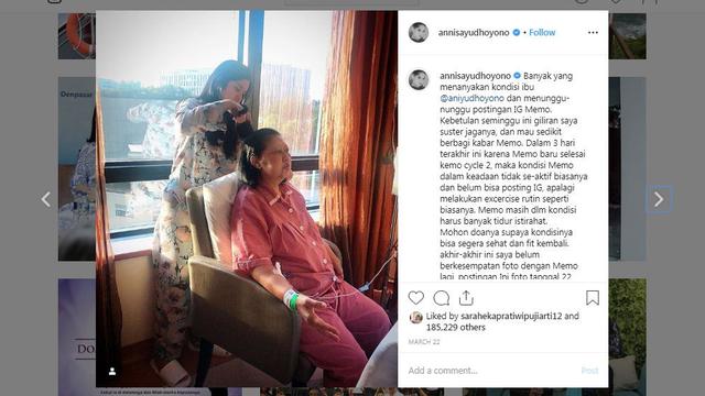 Unggahan Instagram Ani Yudhoyono
