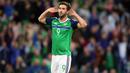 4. Will Grigg, mungkin namanya tidak mendunia, namun dirinya menjadi idola bagi suporter Wigan karena berhasil mencetak 20 gol dalam 43 laga. Nama bomber Irlandia Utara ini paling sering dicari pada 19 Juni hingga 25 Juni 2016. (AFP/Paul Faith)