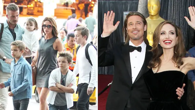 Keluarga David Beckham dan Brad Pitt | Foto: KMA dan shefinds.com