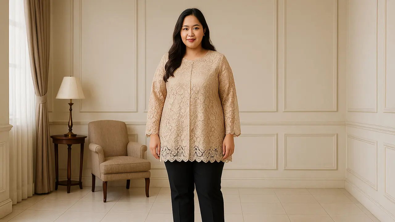 Model Tunik Brokat untuk Orang Gemuk/Ilustrasi gambar oleh AI