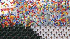 Sejumlah balon warni-warni dilepaskan ke udara saat parade militer untuk memperingati 70 tahun berakhirnya Perang Dunia II di Beijing, China, Kamis (3/9/2015). (REUTERS/Damir Sagolj)