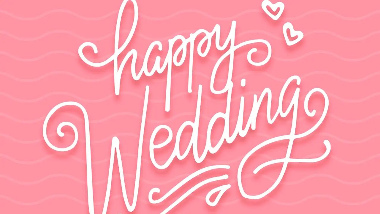 Ilustrasi happy wedding, ucapan pernikahan, menikah