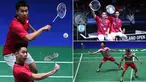 Ganda putra Indonesia, Kevin Sanjaya dan Marcus Gideon akan berjuang untuk mempertahankan gelar juara All England. Berikut ini momen juara mereka pada tahun lalu dan keberhasilan saat lolos ke final pada tahun ini. (Kolase foto dari AFP)