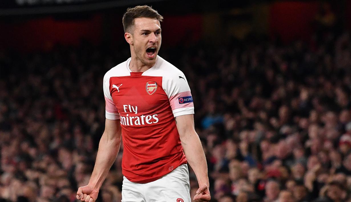 6. Aaron Ramsey (Arsenal) - Pemain asal Wales tersebut dipastikan hengkang di akhir musim dan akan bergabung ke Juventus. Hampir 11 musim berseragam The Gunners, Ramsey tampil dalam 369 laga dengan koleksi 64 gol dan 65 assist. (AFP/Ben Stansall)