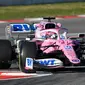 Pembalap Racing Point Sergio Perez saat tes pramusim Formula 1 (F1) hari pertama di Circuit de Catalunya, Montmelo, Spanyol, Rabu (19/2/2020). Sergio Perez menempati peringkat ketiga dengan waktu 1 menit 17,375 detik. (GEN LLUIS/AFP)