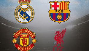 Ilustrasi - Logo Real Madrid, Barcelona, MU, Liverpool (Bola.com/Adreanus Titus)