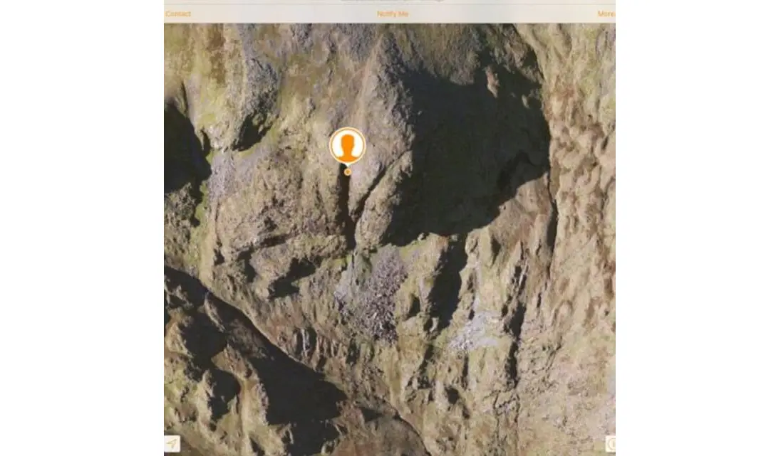 Lokasi pendaki yang hilang bisa dilihat melalui aplikasi iPhone Find My Friends (Sumber: Daily Mail).