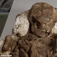 Fosil ibu dan anak berusia 4.800 tahun ditemukan dengan pose berpelukan. (Reuters)