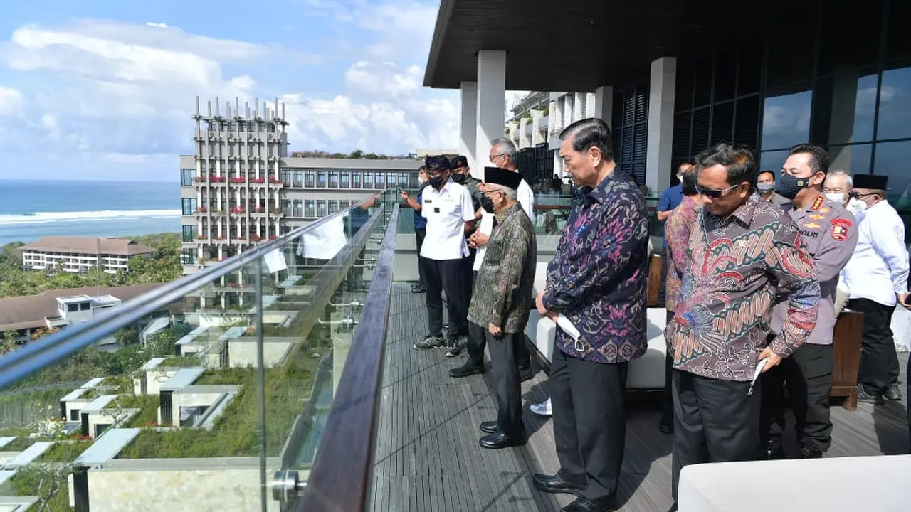 Wakil Presiden Ma’ruf Amin meninjau salah satu venue KTT G20 di Hotel The Apurva Kempinski, Nusa Dua Bali, Selasa (30/8) (Istimewa)