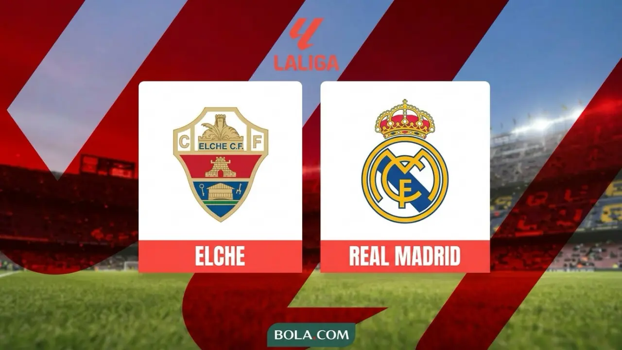 Ilustrasi Elche Vs Real Madrid, Liga Spanyol.