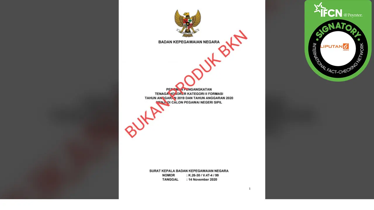 Hoaks SK BKN soal Pengangkatan Tenaga Honorer Menjadi CPNS 2020