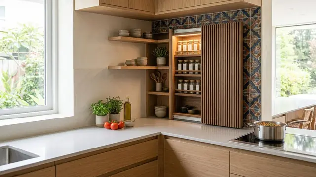 Model Dapur dengan Rak Bumbu Tersembunyi