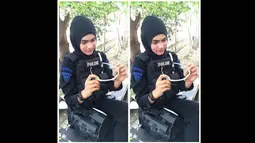 Bripda Nina Octoviana merupakan satu-satunya perempuan yang bergabung dalam personel Perlawanan Teror (Wanteror) Gegana Brimob Polda Aceh yang berjumlah 45 orang. (instagram.com/ninaoktoviana)