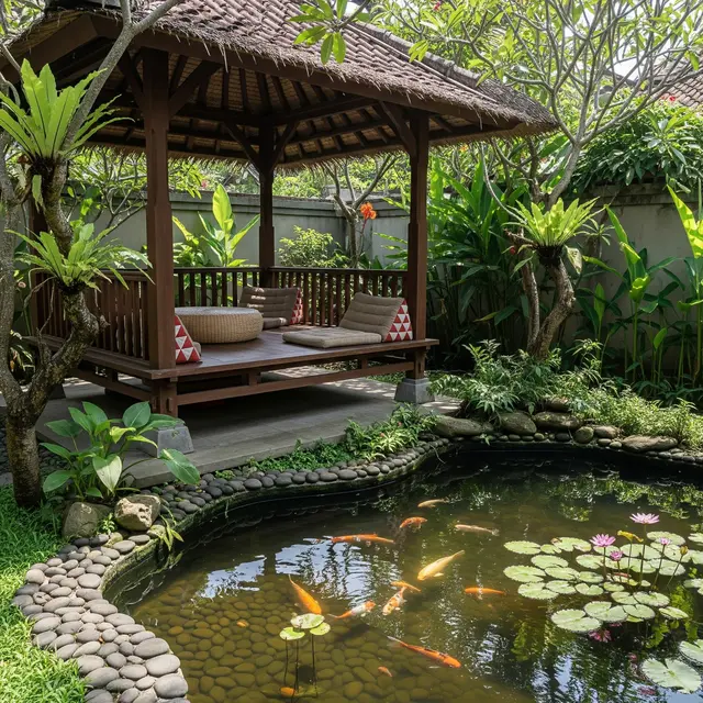 Model Kolam Ikan dengan Gazebo