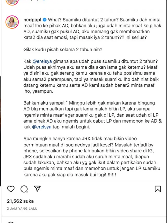 Jerinx SID Dituntut 2 Tahun Penjara, Nora Alexandra: Ini Serius? (instagram.com/ncdpapl)