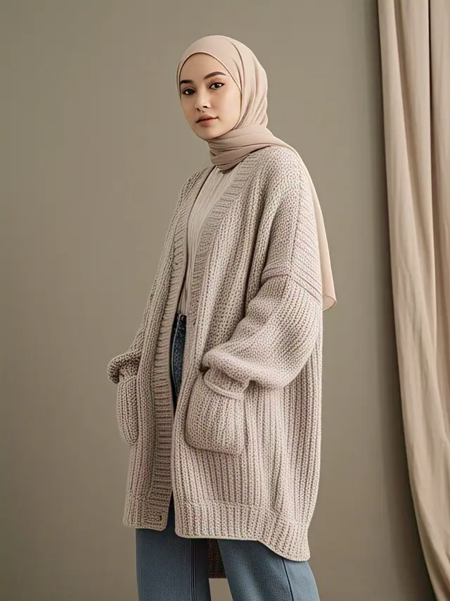Model Kardigan Kekinian untuk Hijabers