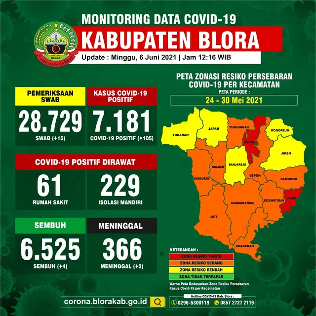 Peta zonasi resiko persebaran Covid-19 per kecamatan