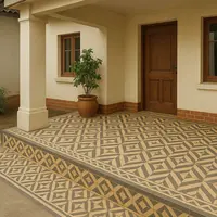 Model Teras Rumah Subsidi Tipe 36 Dengan Lantai Motif Geometris