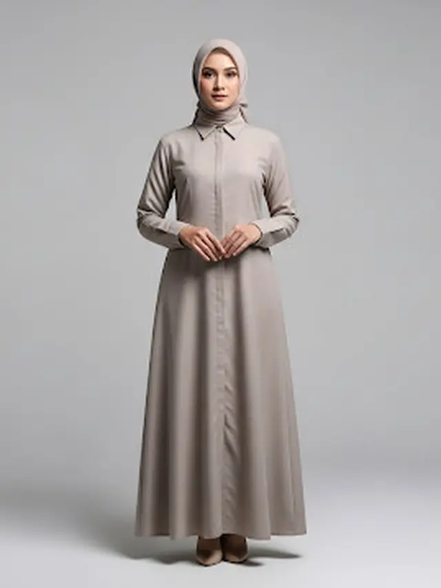 Gamis Clean dengan Detail Kerah Kemeja