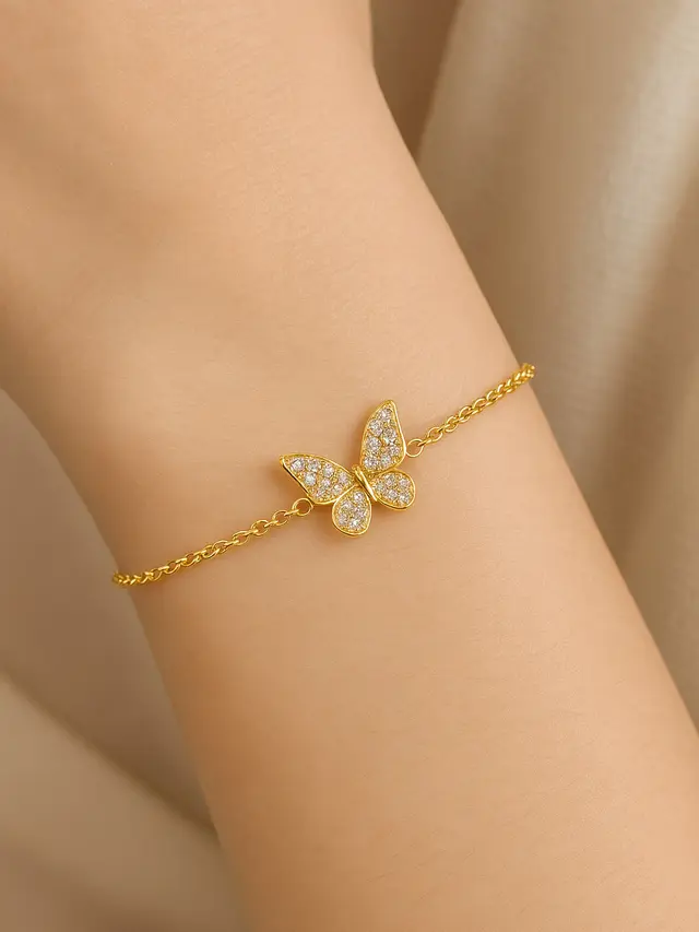 Model Gelang Emas Elegan 2 Gram Motif Bunga dan Kupu Trendi