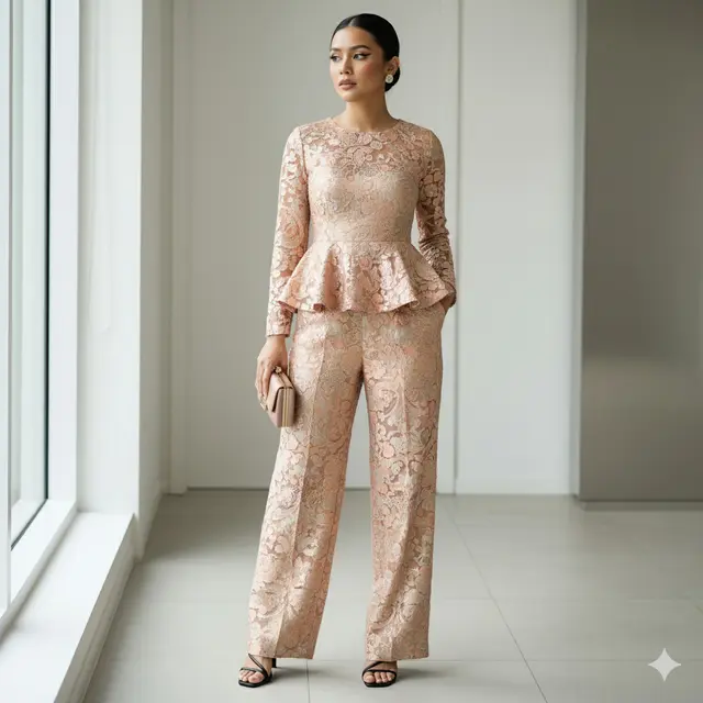 Baju Brokat Setelan Celana Panjang (Foto: AI)