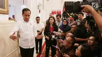 Presiden Joko Widodo usai memberikan keterangan terkait revisi UU KPK di Istana Negara, Jakarta, Jumat (13/9/2019). Jokowi menyatakan mendukung sejumlah poin dalam draf revisi UU KPK diantaranya kewenangan menerbitkan SP3. (Liputan6.com/HO/Kurniawan)