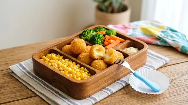 Bento Bola-Bola Kentang Isi Keju dengan Sayuran