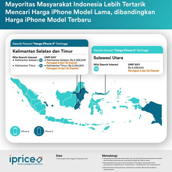 Masyarakat Indonesia ternyata lebih tertarik mencari harga iPhone model lama/copyright iPrice.com