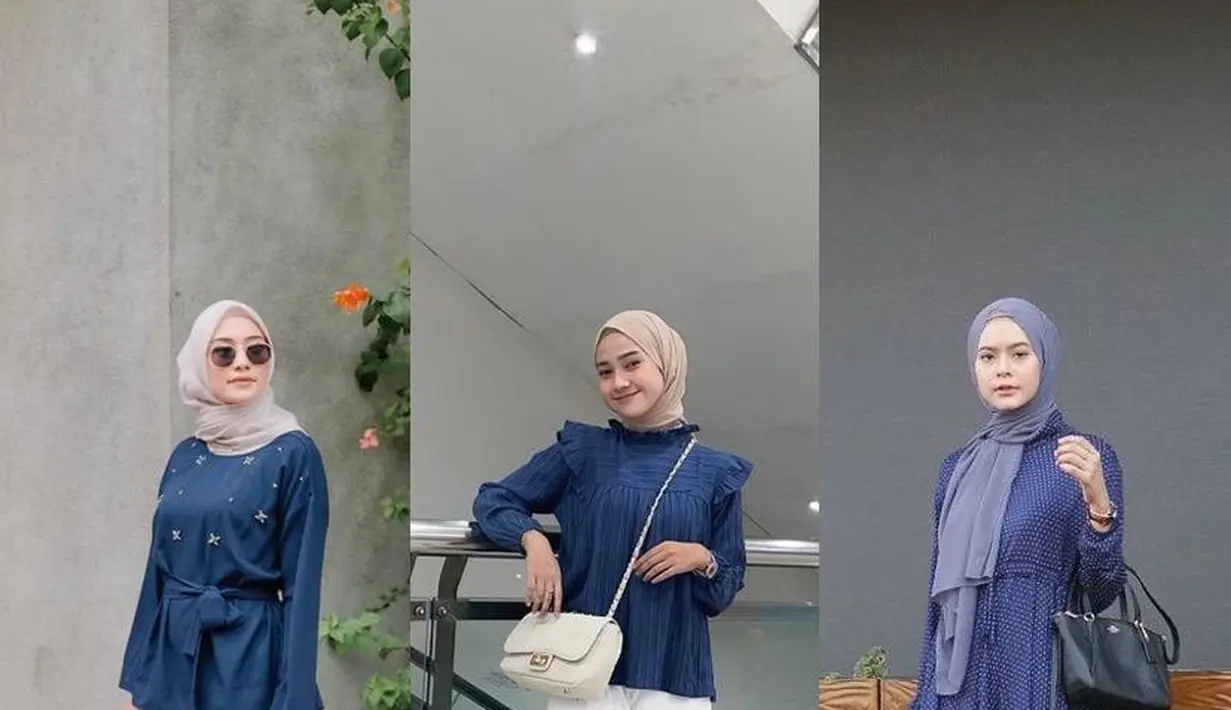 Padu padan baju warna biru dongker dengan hijab berikut ini bisa jadi inspirasi untuk tampil simple tapi elegan.