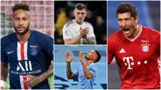 Robert Lewandowski jadi salah satu pemain terbaik di kompetisi Liga Champions musim ini. Performa apik penyerang asal Polandia ini membawa Bayern Munchen sukses meraih gelar juara Liga Champions 2019/2020. Berikut 7 pemain terbaik Liga Champions 2019/2020. (kolase foto AFP)