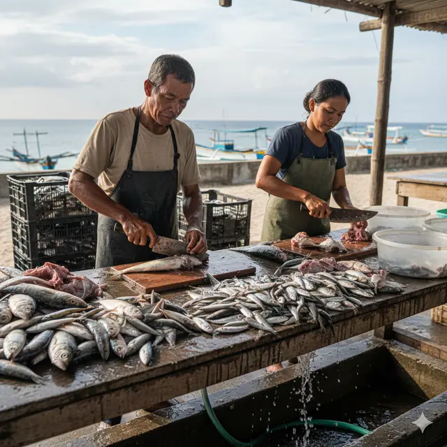 Cara Membuat Tepung Ikan untuk Pakan Ternak Ayam (Foto: Gemini AI)