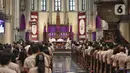 Suasana Misa Kamis Putih di Gereja Katedral, Jakarta, Kamis (17/4/2025). (Liputan6.com/Angga Yuniar)