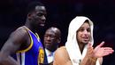 Ekspresi pebasket Golden State Warriors, Stephen Curry, saat memberikan instruksi kepada rekannya ketika melawan LA Clippers. Pada laga ini Warriors berhasil menang 115-98 atas Clippers. (AFP/Harry How)