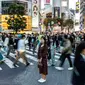 Situasi Shibuya, Jepang, jelang perayaan Halloween 2023. (dok. Philip FONG/AFP)