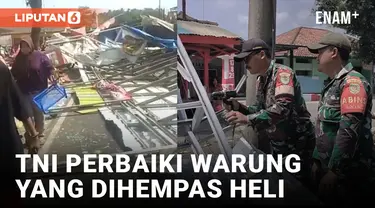 Rusak Dihempas Angin Helikopter Bell 412, Belasan Warung di Pangandaran Diperbaiki TNI