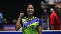 Aksi tunggal putri Indonesia, Ester Nurumi Tri Wardoyo, pada Kejuaraan Dunia Bulutangkis 2022, di Santander, Spanyol. (PBSI)