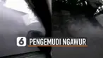 Aksi tidak terpuji dilakukan oleh pengendara mobil ini karena melewati genangan air dengan kecepatan tinggi. Membuat muncratan air mengenai toko-toko dan becak-becak di pinggir jalan.