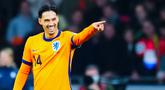 Pemain Timnas Belanda, Tijjani Reijnders, melakukan selebrasi setelah memcetak gol ke gawang Lituania pada laga terakhir Grup G kualifikasi zona Eropa di Stadion Johan Cruijff ArenA, Amsterdam, Senin (17/11/2025). (AP Photo/Peter Dejong)