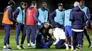 Eduardo Camavinga akan kembali ke Madrid untuk menjalani pemindaian dan tes medis di kompleks latihan klub di Valdebebas untuk mengetahui tingkat cederanya. (FRANCK FIFE / AFP)