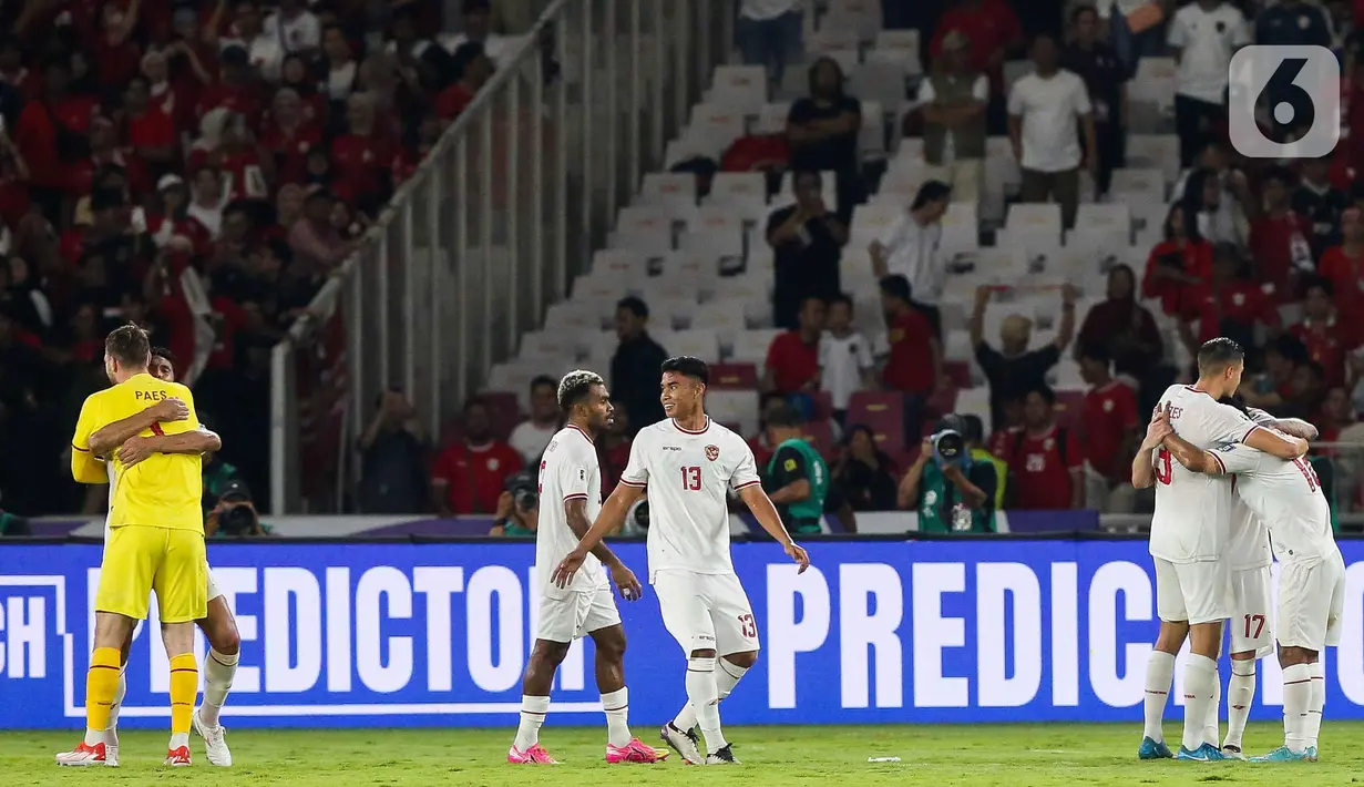 Kemenangan atas Arab Saudi membuka peluang timnas Indonesia lolos ke putaran berikutnya di Kualifikasi Piala Dunia 2026 zona Asia. (Liputan6.com/Herman Zakharia)