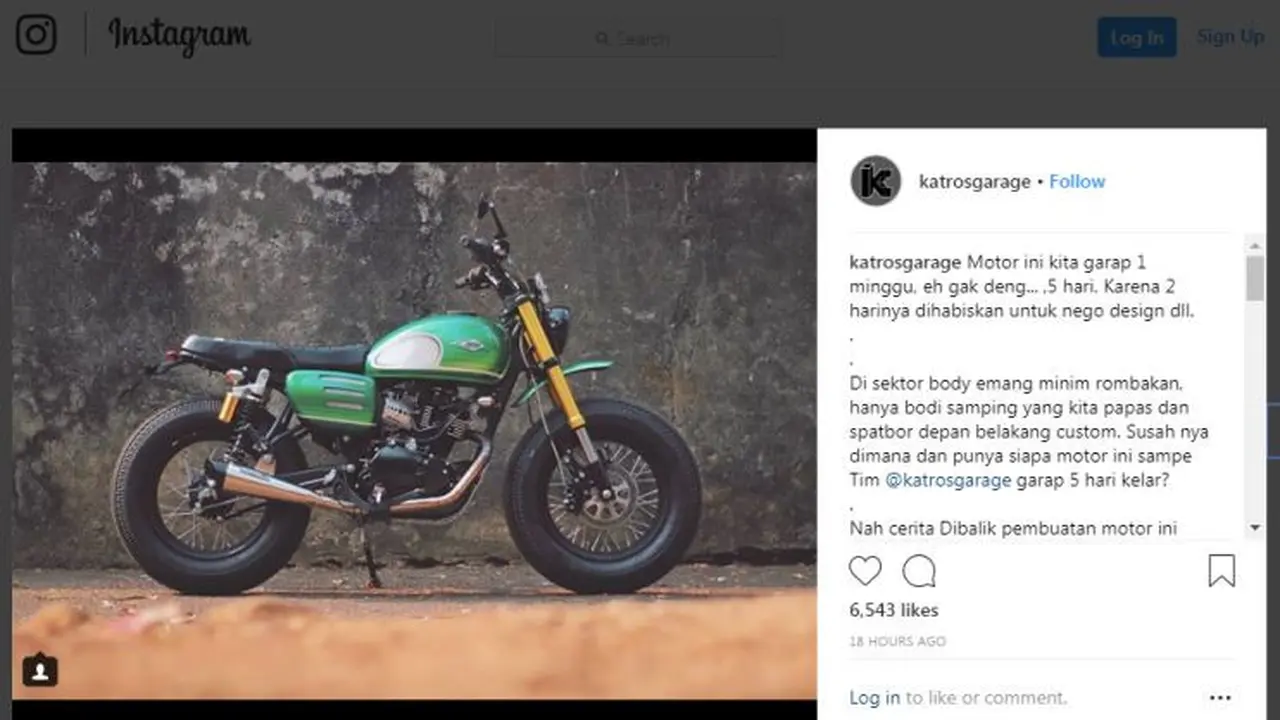 Motor custom yang diyakini milik Jokowi (Foto: Instagram @katrosgarage)