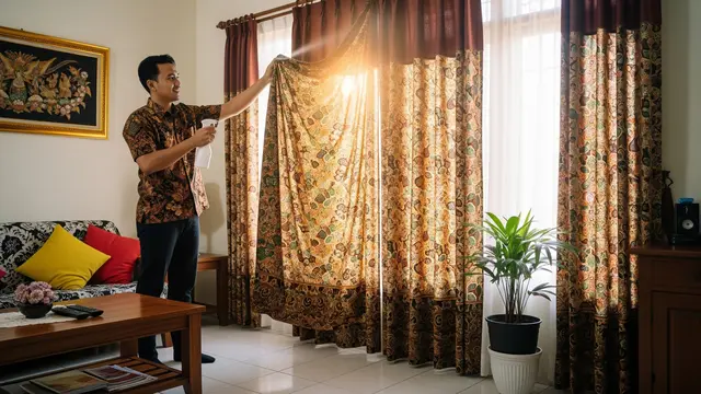 Membersihkan gorden dengan pewangi kain