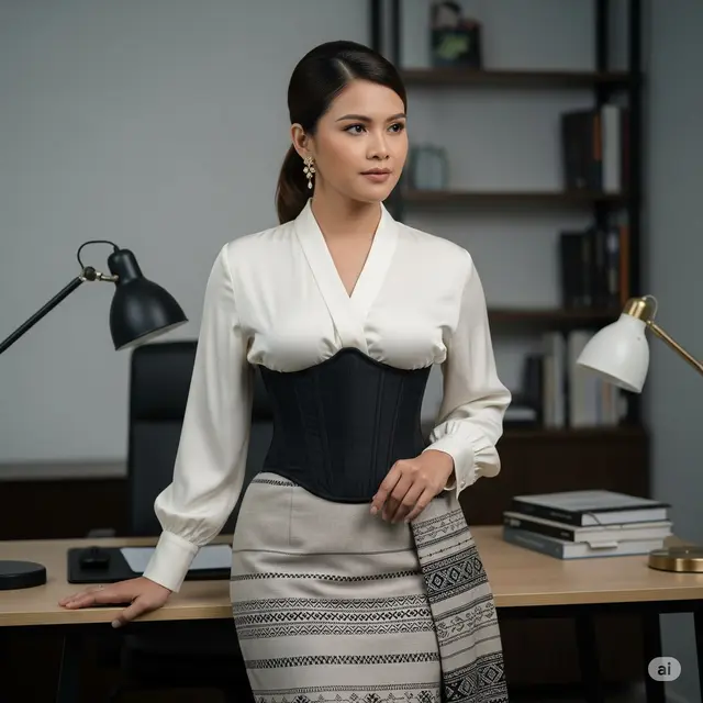 Model Baju Tenun Kantor Wanita. Foto: Gemini