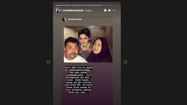 Ayahanda Hilda Vitria Meninggal Dunia. (instagram.com/hvkhildavitriakhan)