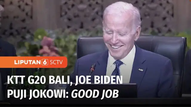 Presiden Amerika Serikat Joe Biden memuji kepemimpinan Presiden Joko Widodo atas penyelenggaraan KTT G20. Presiden Joe Biden mengatakan Presiden Jokowi telah melakukan pekerjaan hebat saat memimpin dua working session di hari pertama KTT.