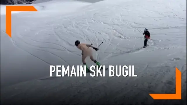VIDEO: Pria Bermain Ski Sambil Telanjang untuk Acara Amal