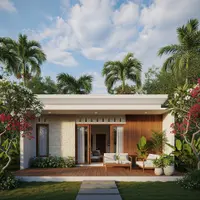 Rumah Kecil Bergaya Modern dengan Atap Datar dan Fasad Simpel/Gemini AI