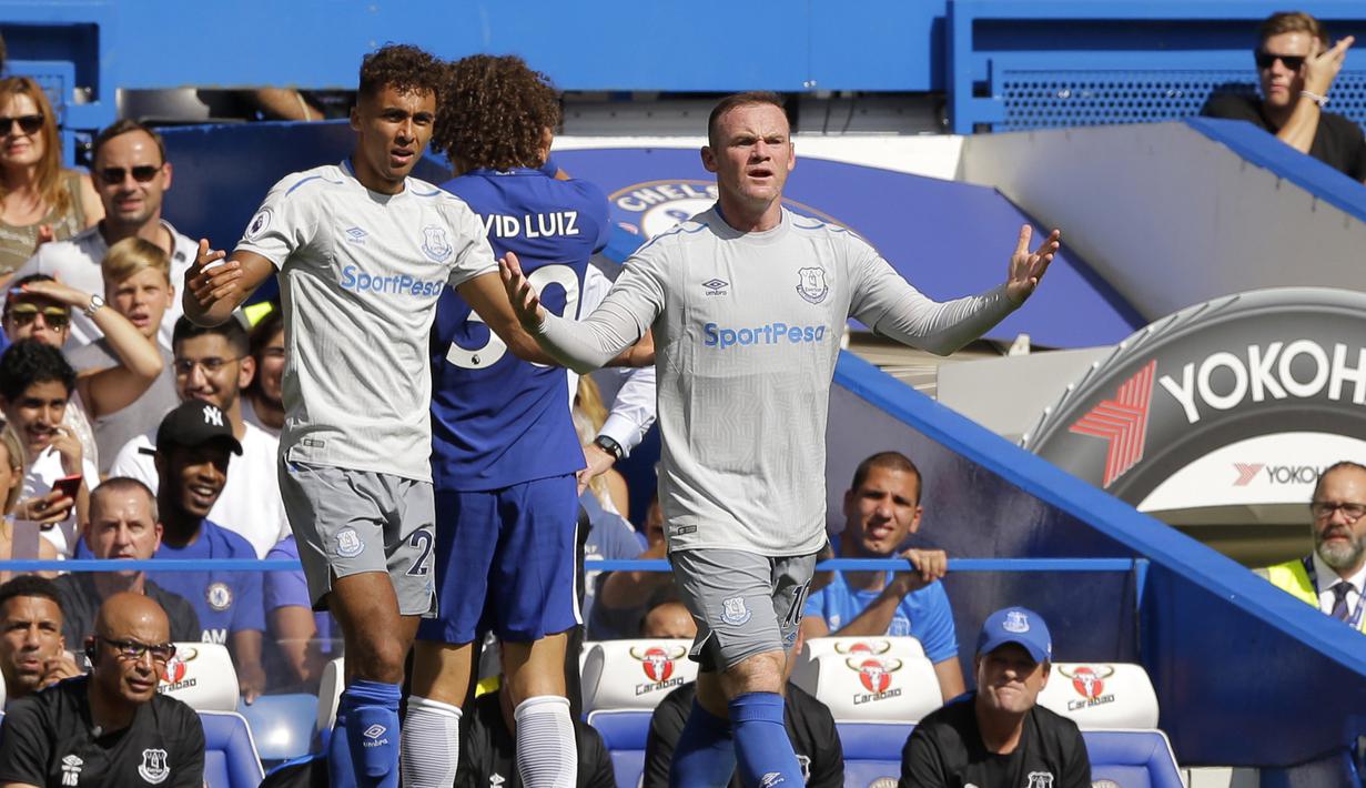 Pemain Everton, Wayne Rooney hingga pekan ketiga Premier League 2017/2018 telah mengoleksi dua gol, yakni ke gawang Stoke City dan Manchester City. (AP/Alastair Grant)